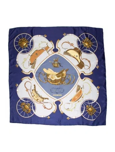 Pre-owned Hermes Springs Silk Scarf In Blue