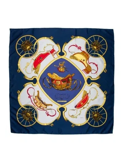 Pre-owned Hermes Springs Silk Scarf In Blue