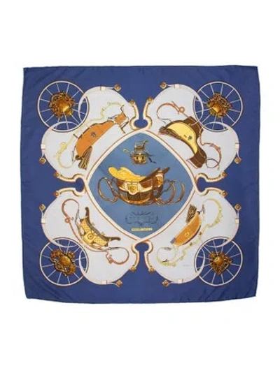 Pre-owned Hermes Springs Silk Scarf In Blue