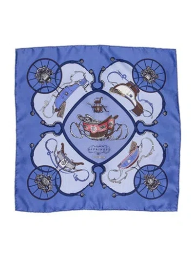 Pre-owned Hermes Springs Silk Scarf In Blue