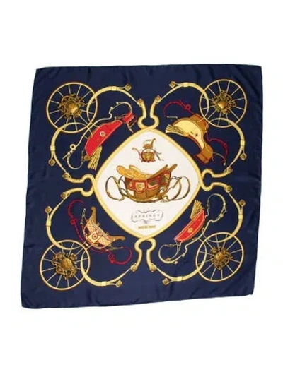 Pre-owned Hermes Springs Silk Scarf In Blue