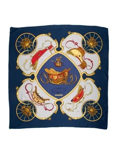 Pre-owned Hermes Springs Silk Scarf In Blue