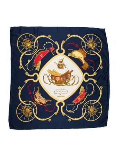 Pre-owned Hermes Springs Silk Scarf In Blue