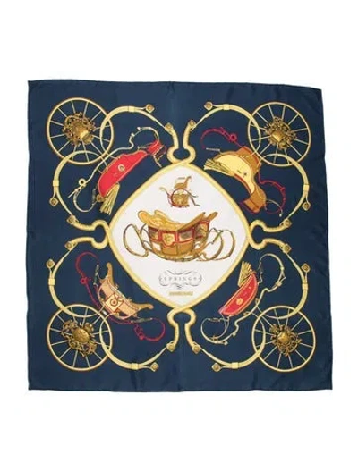 Pre-owned Hermes Springs Silk Scarf In Blue
