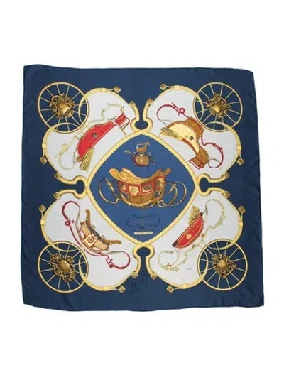 Pre-owned Hermes Springs Silk Scarf In Blue