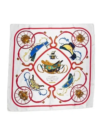 Pre-owned Hermes Springs Silk Scarf In Neutrals