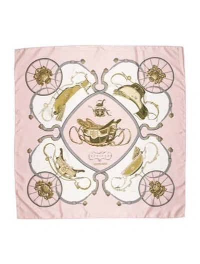 Pre-owned Hermes Springs Silk Scarf In Pink