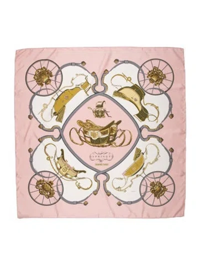 Pre-owned Hermes Springs Silk Scarf In Pink
