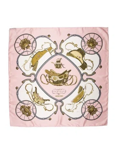 Pre-owned Hermes Springs Silk Scarf In Pink