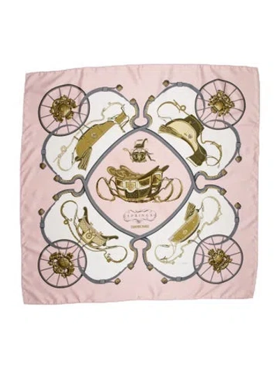Pre-owned Hermes Springs Silk Scarf In Pink