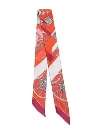 Pre-owned Hermes Springs Silk Twilly Scarf In Red