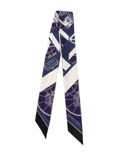 Pre-owned Hermes Springs Springs Silk Twilly Scarf In Black