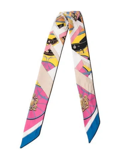 Pre-owned Hermes Springs Springs Silk Twilly Scarf In Pink