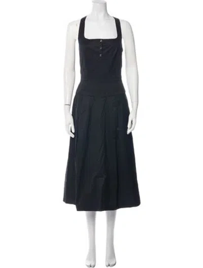 Pre-owned Hermes Square Neckline Midi Length Dress In Blue