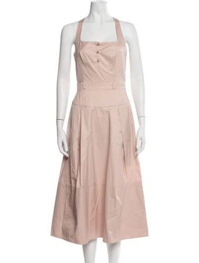 Pre-owned Hermes Square Neckline Midi Length Dress W/ Tags In Pink