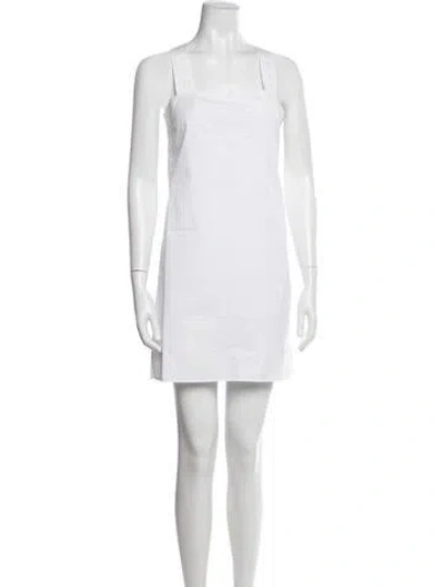 Pre-owned Hermes Square Neckline Mini Dress In White