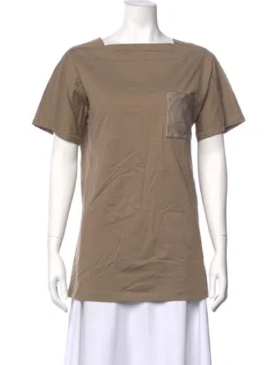 Pre-owned Hermes Square Neckline Short Sleeve T-shirt In Neutral