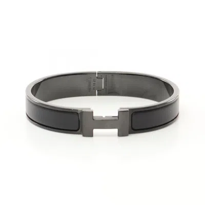 Pre-owned Hermes Stainless Steel Bangle () In Black