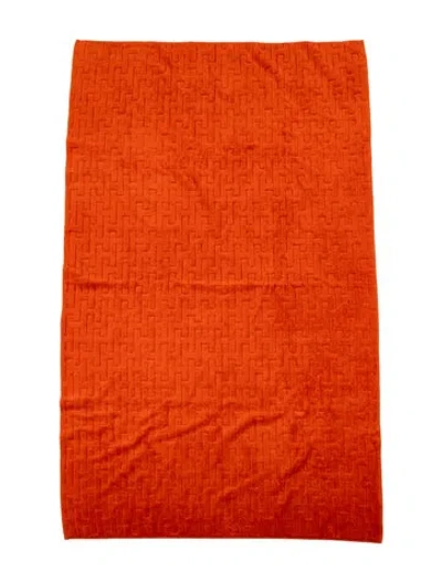 Pre-owned Hermes Stairs Bath Towel In Orange