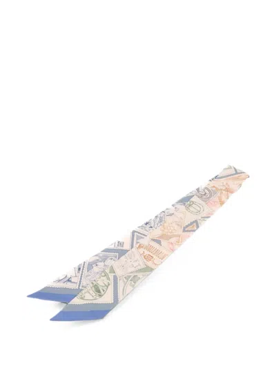 Pre-owned Hermes Stamp-print Scarf In Neutral