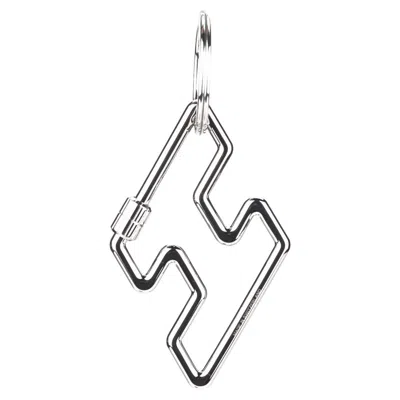 Pre-owned Hermes Hermès Steel H Keychain New In Box In Gray