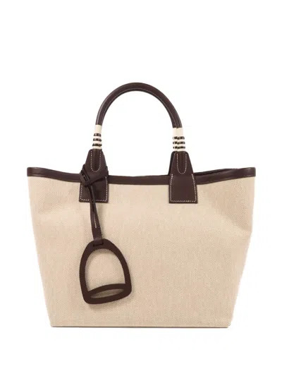Pre-owned Hermes Steeple Canvas Tote Bag In Neutral