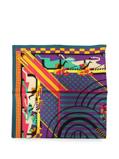 Pre-owned Hermes Steeple Chase Scarf In Purple