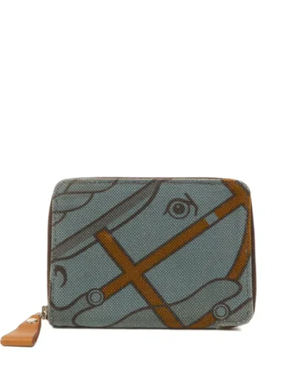 Pre-owned Hermes Steeple Pm Wallet In Blue