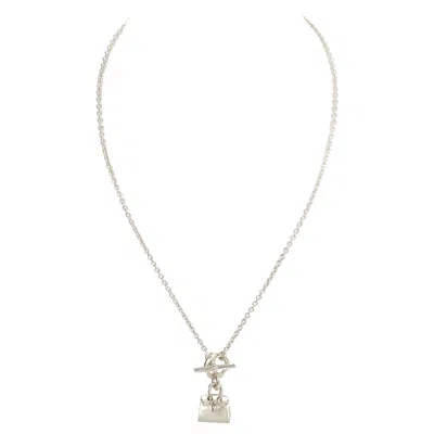 Pre-owned Hermes Sterling Amulette Pendant Necklace In Multi