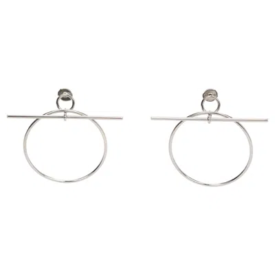 Pre-owned Hermes Sterling Pierced Loop Earrings In Multi