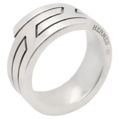 Pre-owned Hermes Sterling Silver Band Ring In Multi