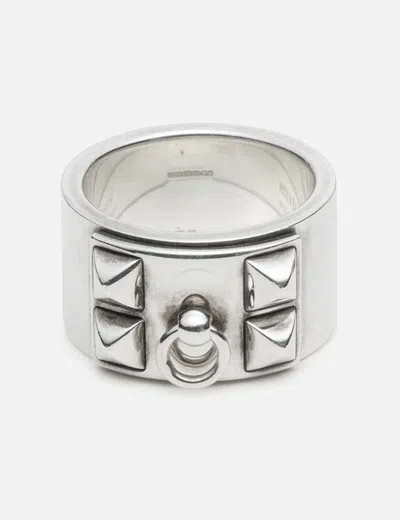 Pre-owned Hermes Sterling Silver Collier De Chien Ring