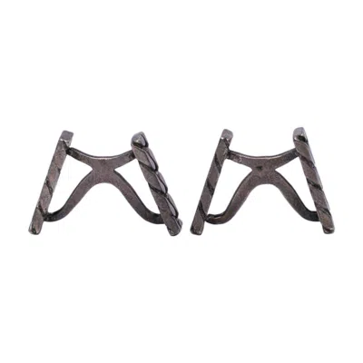 Pre-owned Hermes Sterling Silver Cufflinks In Multi