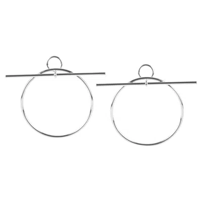 Pre-owned Hermes Hermès Sterling Silver Mm Loop Earrings In Multi