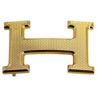 Pre-owned Hermes Stippled Gold-toned Metal Belt Buckle In Sand