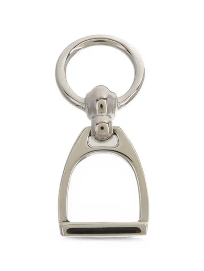 Pre-owned Hermes Stirrup Scarf Ring In Silver