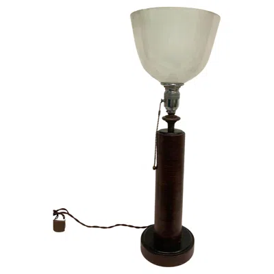 Pre-owned Hermes Stitched Leather Table Lamp By Paul Dupré-lafon For Hermès In Sand