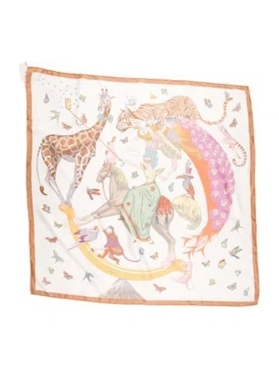 Pre-owned Hermes Story Silk Scarf In Neutral
