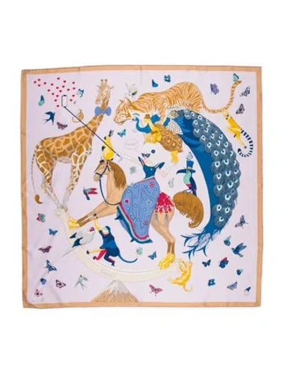 Pre-owned Hermes Story Silk Scarf W/ Tags In Purple