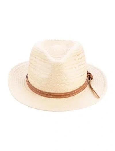 Pre-owned Hermes Straw Fedora Hat In Neutral