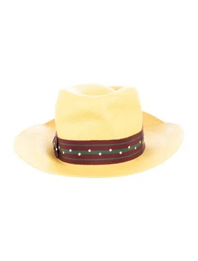 Pre-owned Hermes Straw Fedora In Yellow