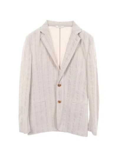 Pre-owned Hermes Stripe Wrinkle-effect Jacket In Neutral