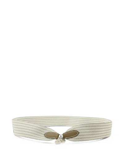 Pre-owned Hermes Striped Bag Strap In Gray