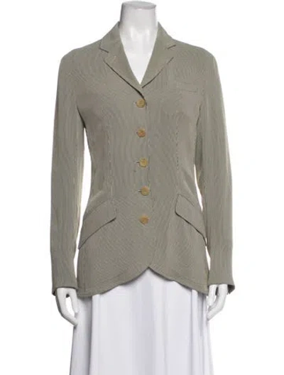 Pre-owned Hermes Striped Blazer In Green