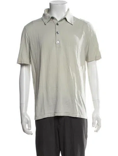 Pre-owned Hermes Striped Collar Polo Shirt In Green