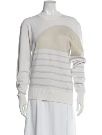 Pre-owned Hermes Striped Crew Neck Sweater In Neutral