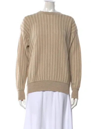 Pre-owned Hermes Striped Crew Neck Sweater In Neutrals