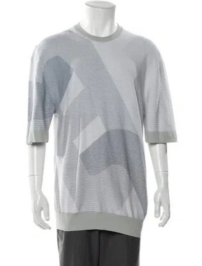Pre-owned Hermes Striped Crew Neck T-shirt In Gray