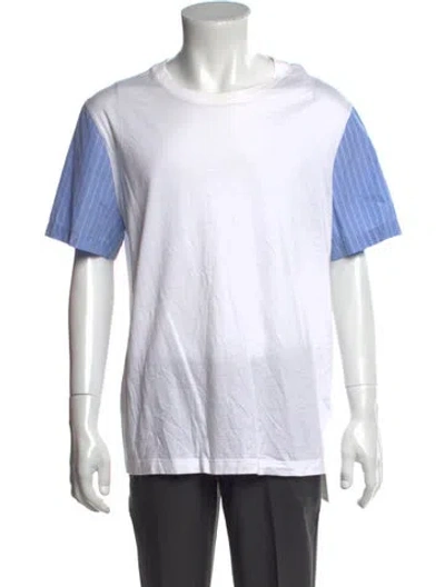 Pre-owned Hermes Striped Crew Neck T-shirt In Neutral
