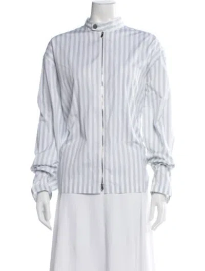 Pre-owned Hermes Striped Jacket In Blue